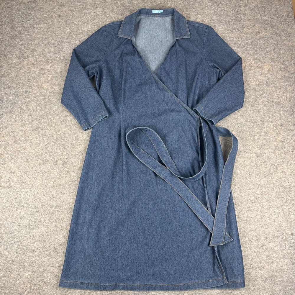 J McLaughlin Denim Wrap Dress Tie Blue Womens Medium M